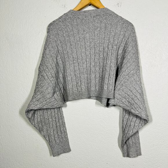 NEW! Good Time USA Crop Crewneck Sweater Casual Knit Gray Zig Zag LS - XL - Picture 3 of 5